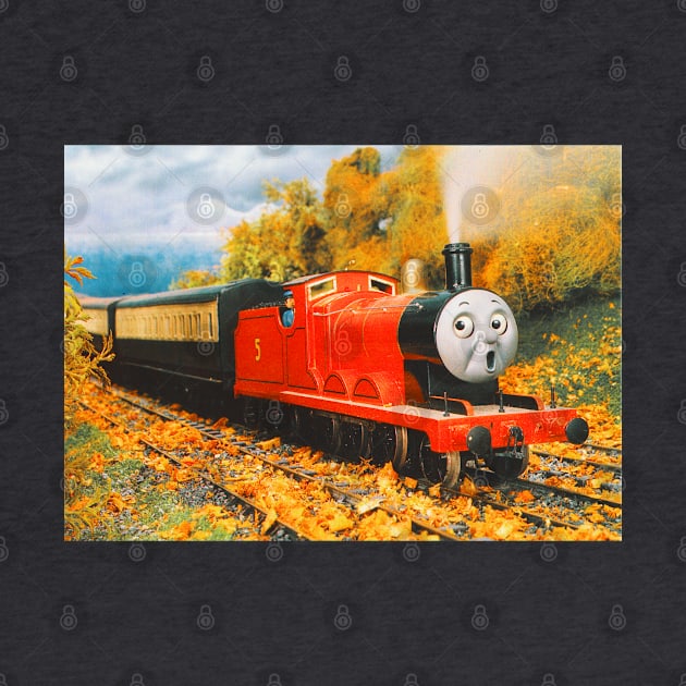 Autumn Postcard of James the Red Engine by sleepyhenry